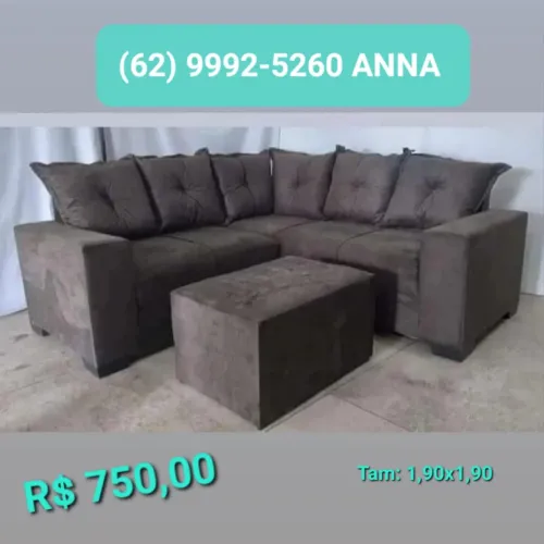 Sofá de canto com puff novo
