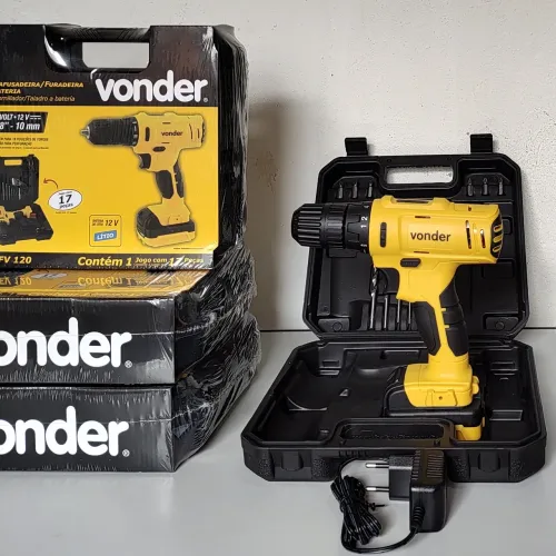 Parafusadeira Furadeira Vonder PFV 120 Bateria Lítio Kit Completo - Nova Na Caixa