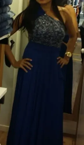 Vestido azul Bic com lantejoulas Tam 38