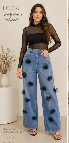 Calça jeans Laços Tule TAM 34