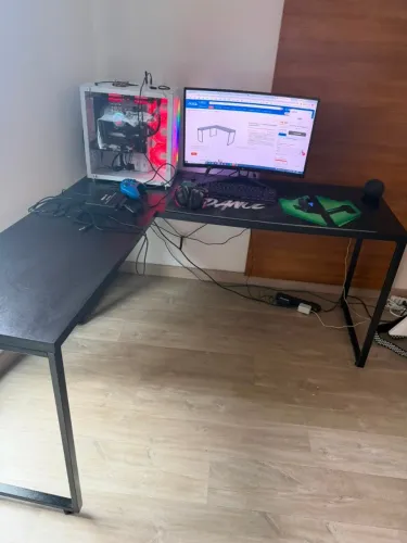 Escrivaninha Em L Trevalla Kuadra Ml150 2 Peças Preto Onix