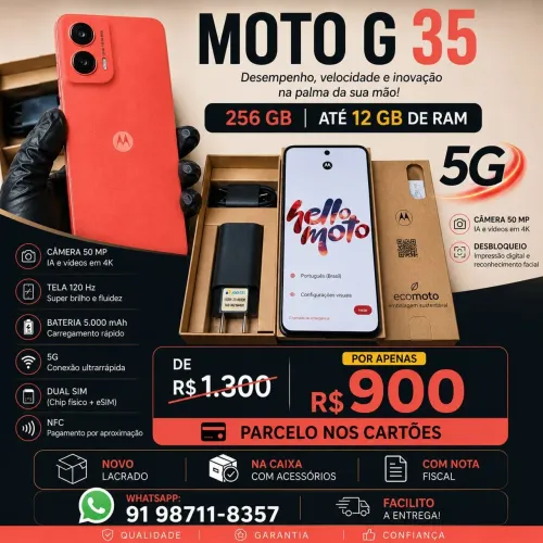 Motorola Moto G35 5G 256GB | Lacrado/Na Caixa | 120Hz | NFC | 5G