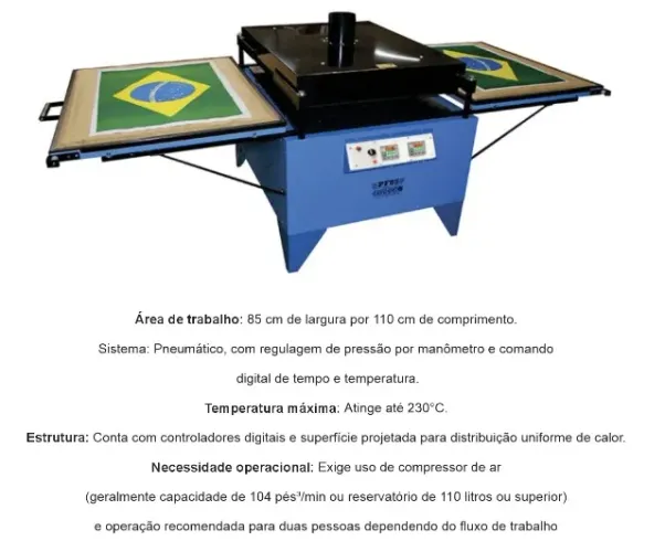Prensa Térmica Pneumática Chigueto PF 85 Digital