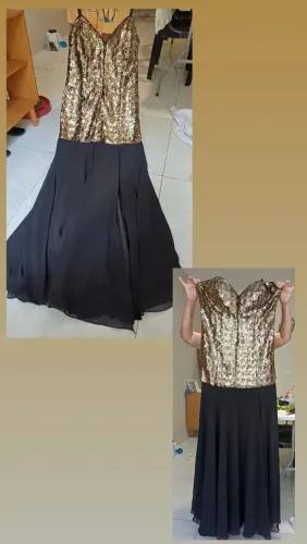 Vestido preto com dourado