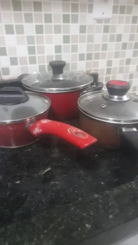 3 panelas com tanpa de vidro  