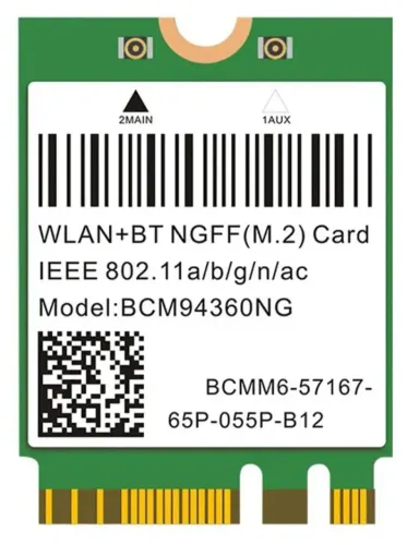 Cartão Wifi 802.11ac De 1200 Mbps Bcm94360ng Ngff M.2 5 Ghz