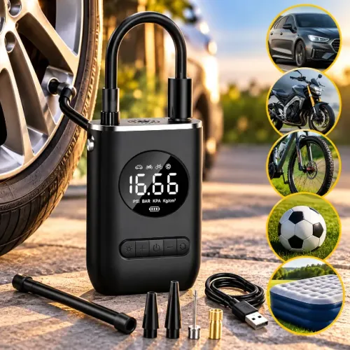 Calibrador Compressor de Ar Portátil Digital 50W para Carro Moto Bike