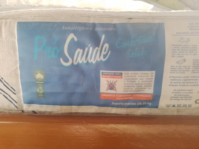 Vendo cama casal de madeira com colchão ortobom usado