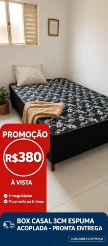 CAMA CASAL FIRME 3cm ESPUMA - R$380 - ENTREGA GRÁTIS HOJE