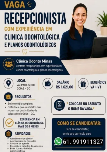 Recepcionista clinica odontológica