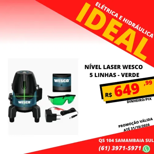 Nivel laser 5 linhas Wesco verde