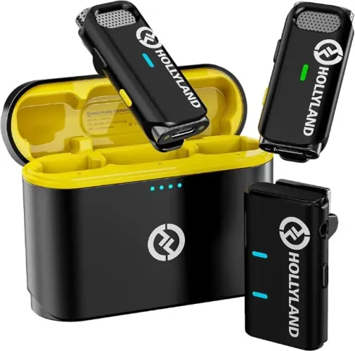 Microfone Lapela Duplo Sem Fio Smartphones Hollyland Lark M1 Cor Preto