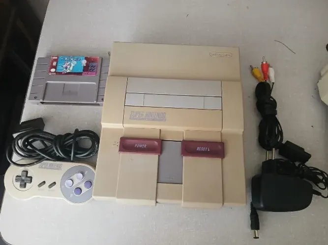 Super Nintendo com o Cartucho Fita Mário World Original Funcionando