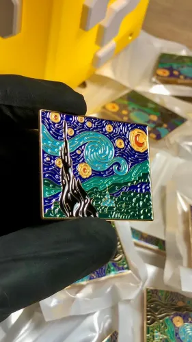 Pin Esmaltado A Noite Estrelada Van Gogh / 10x Unidades / Novos Lacrados / Envio Rápido