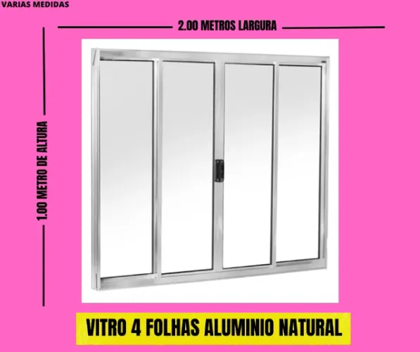 vitro aluminio brailhante 4 folhas 1,00x2,00 - frete a/c