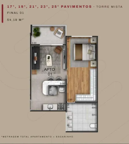 Apartamento EuroTowers Live Office 54m²