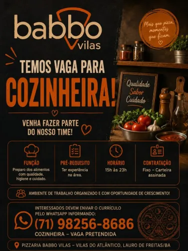 Contratação cozinheira