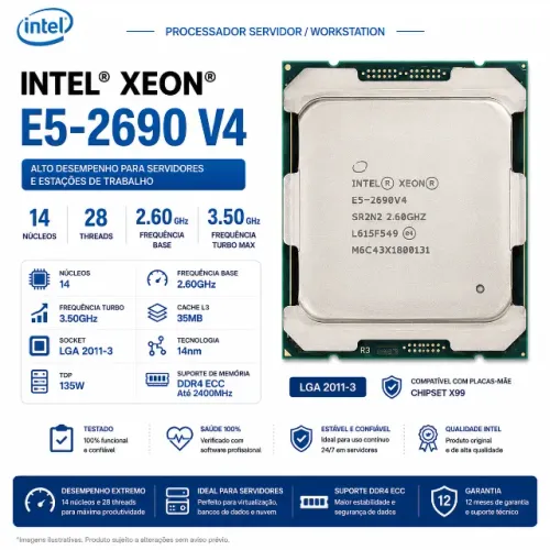 Processador Intel Xeon E5-2690 v4 14 Núcleos 28 Threads LGA 2011-3