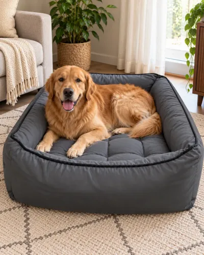 Cama para Cachorro Porte Grande Cinza Acolchoada