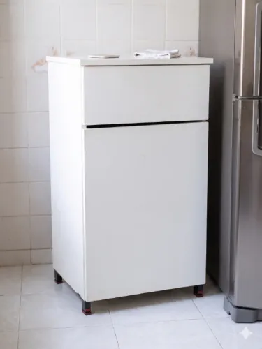 Armario para Bebedouro 1 porta e 1 gaveta, cor branco - PRA SAIR