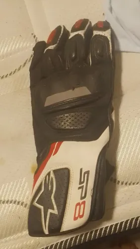 Luva Alpinestars SP-3 V2 Couro Tam. XL Preta/Branca/Vermelha