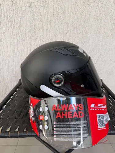 Capacete LS2 Preto Fosco com Viseira preta e Transparente 