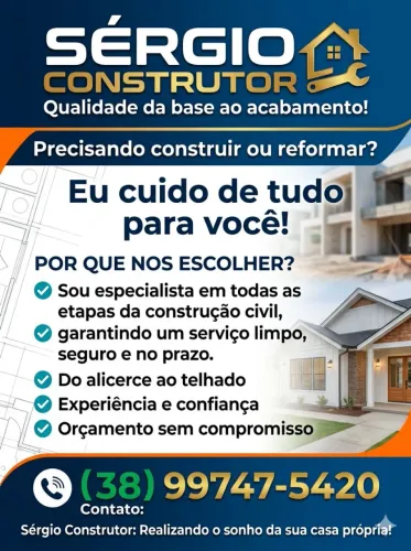 Pedreiro/ construtor Montes Claros 