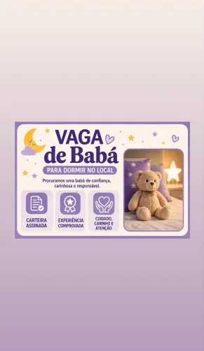 Vaga para babá residente ( dormir no local )