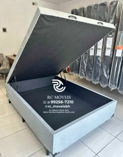 Cama box completa Baú De casal 1.38x1.88 Inteiriço Blindado com Pistão a Gás