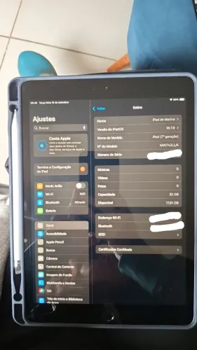 iPad 7ª geração 32GB + Apple Pencil original + acessórios iPad 7ª geração, 32GB.