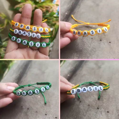 Pulseira macrame letras do Brasil 