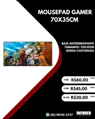 Mousepads estampas variadas 70x35cm