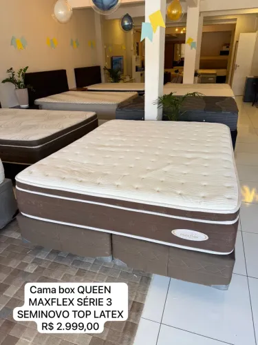 Colchão box Queen Size MAXFLEX SÉRIE 3 LÁTEX SEMINOVO TOP - ENTREGO