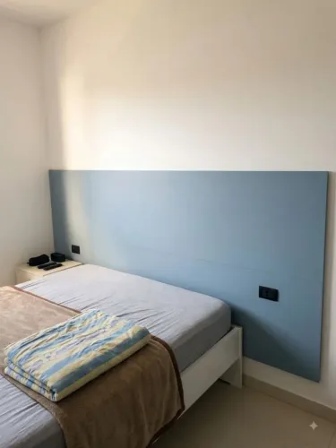 Cabeceira Painel em MDF 2,20m x 1,10m - Azul Aço/Cinza (Para Casal / Queen)