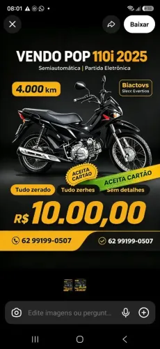 Honda pop 110.partida eletrônica