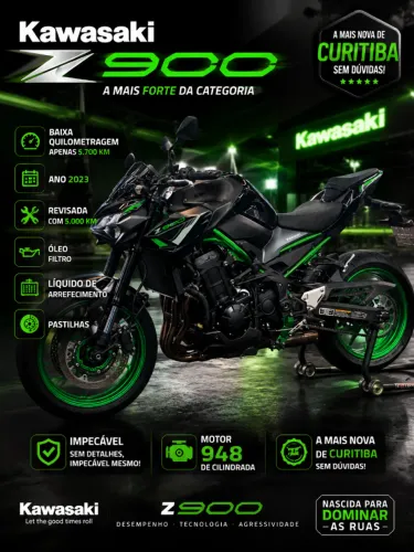 Kawazaki Z 900 ano 2023 Baixissima Quilometragem - Confira