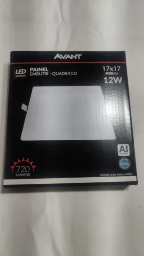 Luminária - Painel Embutir Quadrado - AVANT 12W/720 Lumens - Luz Branca 6500 Bivolt