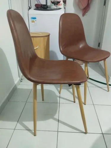 Kit 3 Cadeiras Estofadas Marrom Vintage (Para Pequeno Reparo / Reforço)