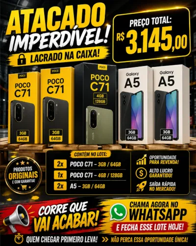 LOTE 5 UND CELULARES ATACADO "ABAIXOUUUUU"