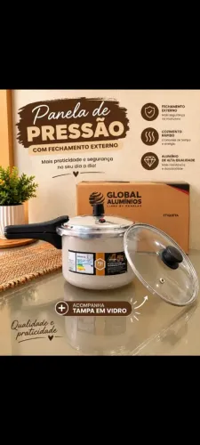 Panela de pressão com fechamento externo 4,5 L + tampa de vidro