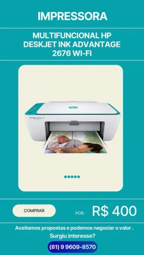 IMPRESSORA MULTIFUNCIONAL HP DESKJET ADVANTAGE 2676 WI-FI