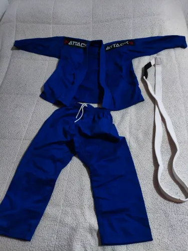 Kimono Infantil Jiu-Jitsu Attack Azul Tamanho 2 + Faixa branca