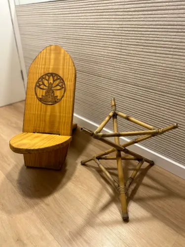 Cadeira desmontável e suporte de bambu