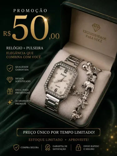 Relógio Doluck Prata + Pulseira
