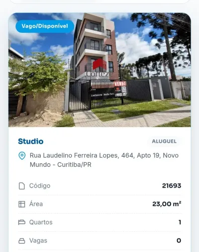 Apartamento Studio 23m privativos Novo