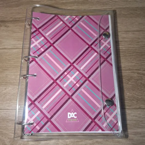 Fichário Colegial DAC Vision Rosa com Capa Cristal