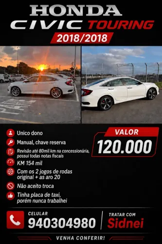 Honda Civic Sedan Touring 1.5 Turbo 16V Aut.4p 2018