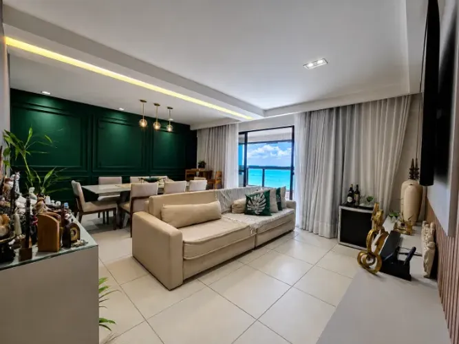 Apto 3 Qtos Alto Padrão Mobiliado no Grandmare Residence | 127 m² | Vista Mar Definitiva 