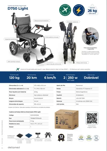 CADEIRA DE RODAS MOTORIZADA D750 LIGHT