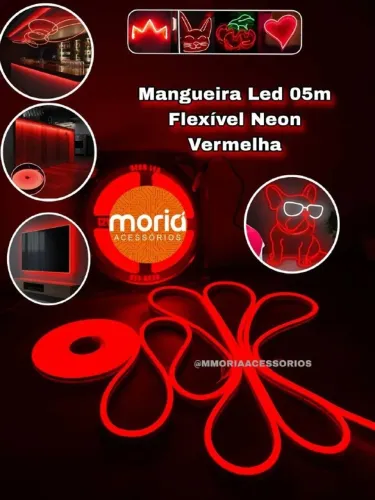 Mangueira de LED Neon Vermelha 5 Metros Resistente a Água 